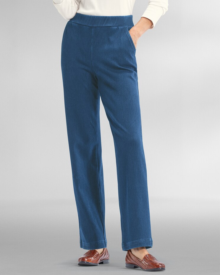 Classic Knit Denim Straight Leg Pants image number 1