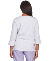 Alfred Dunner® Isn't It Romantic Floral Applique Sweetheart Neck Top thumbnail number 2