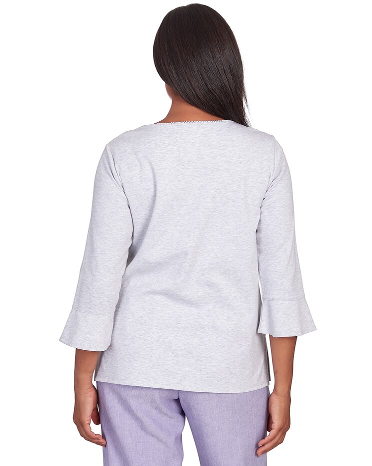 Alfred Dunner® Isn't It Romantic Floral Applique Sweetheart Neck Top image number 2