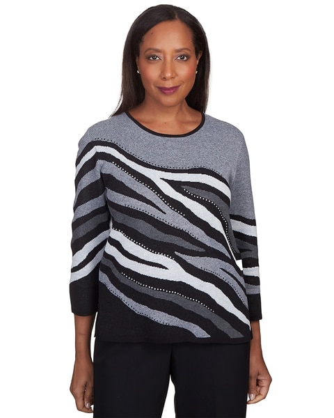 Alfred Dunner® Classics Animal Jacquard Beaded Top