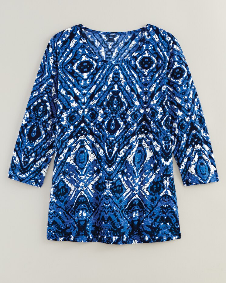 Haband Women’s 3/4-Sleeve Print Artista Knit Top image number 1