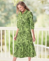 Palm Leaf Tie-Waist Midi Dress thumbnail number 1