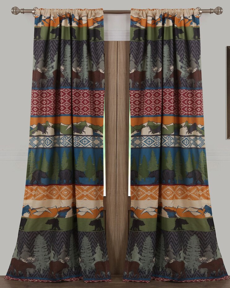 Black Bear Lodge Panel Pair with Tie Backs image number 1
