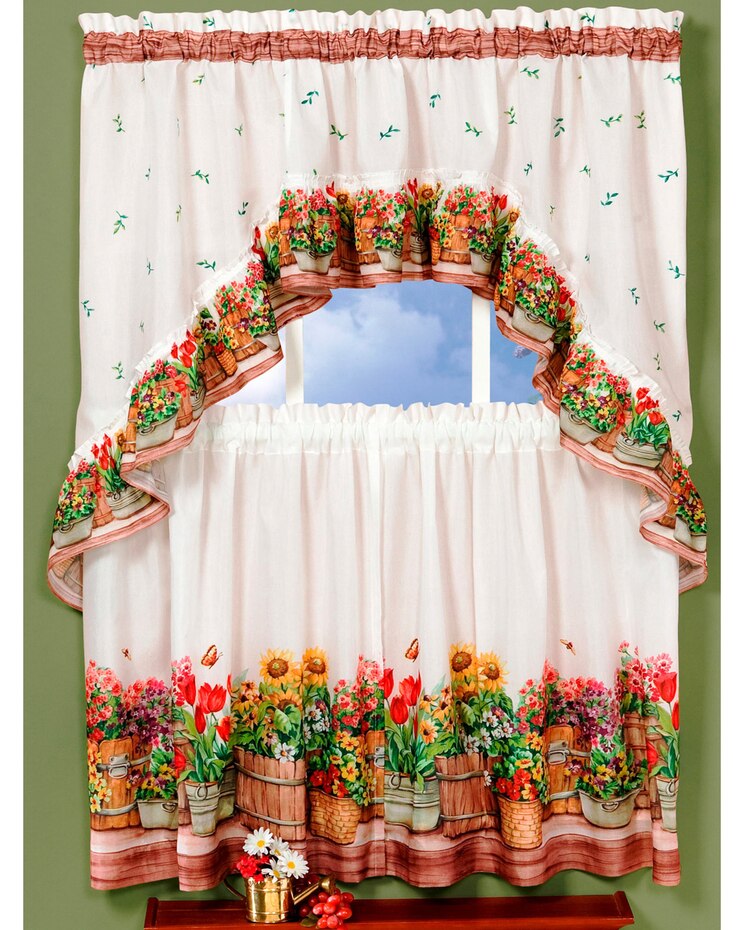 Printed Tier and Swag Window Curtain Set image number 1
