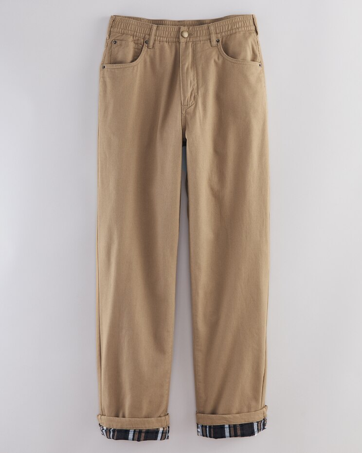 Haband Men’s Flannel-Lined Elastic Waist 5-Pocket Jeans image number 1