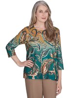 Alfred Dunner® Emerald Isle Paisley Ombre Top thumbnail number 1