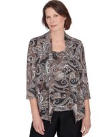 Alfred Dunner® Classics Metallic Paisley Two in One Top thumbnail number 1