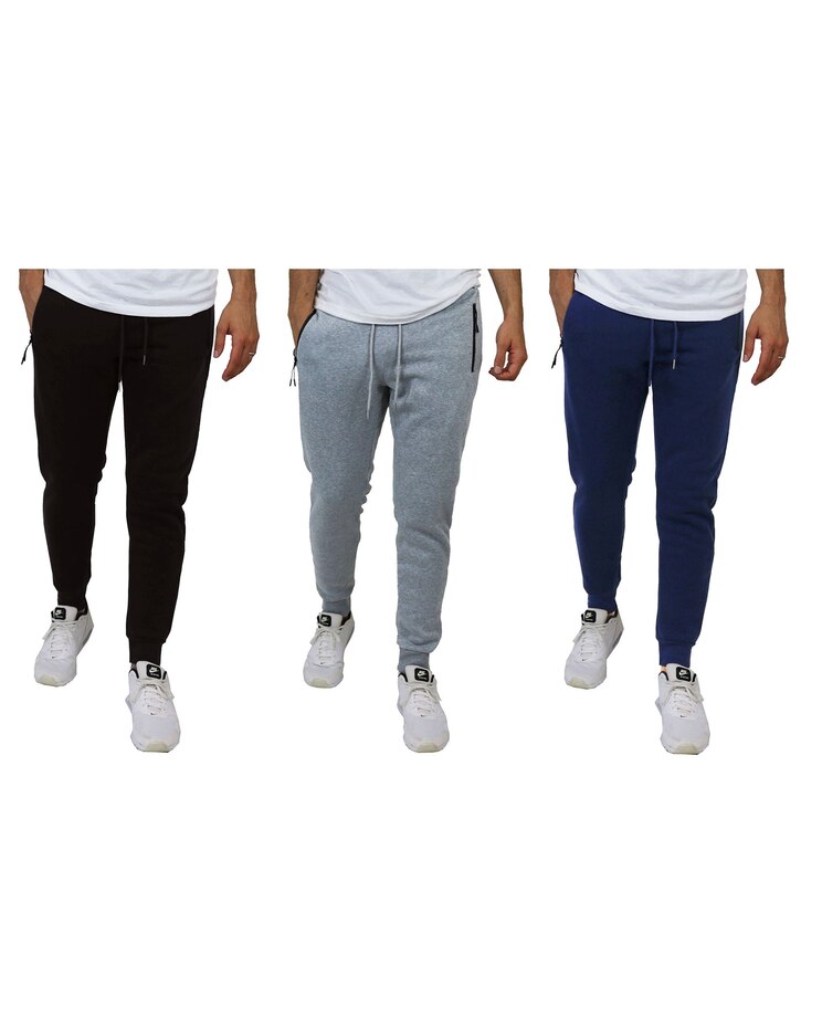 Galaxy Men's Slim Fit Fleece Lined Joggers- 3 Pack image number 1