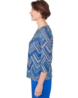 Alfred Dunner® Tradewinds Geometric Tile Split Neck Top thumbnail number 4