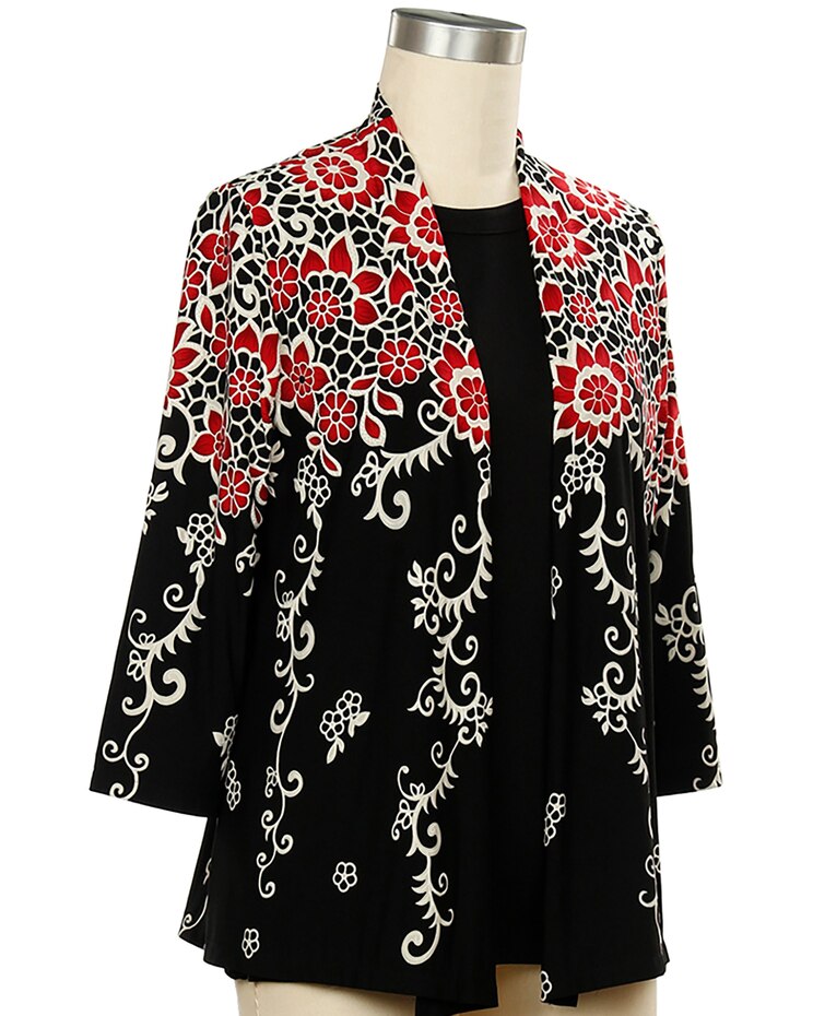 Southern Lady Midnight Moonlight 3/4 Sleeve Border Print Jacket image number 1