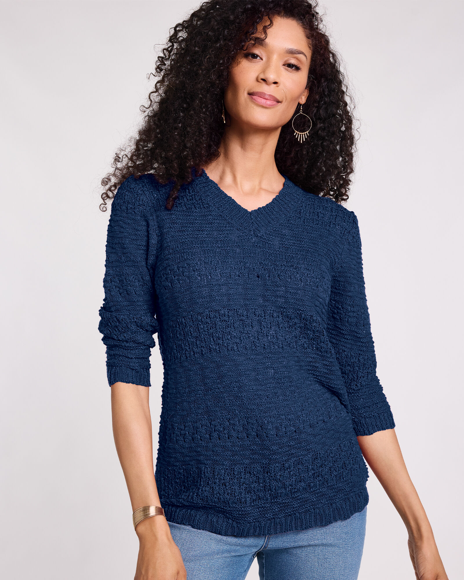 Three quarter sleeve sweater discount