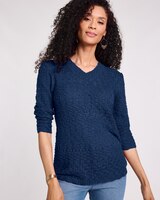 Textured Three-Quarter Sleeve Sweater thumbnail number 1