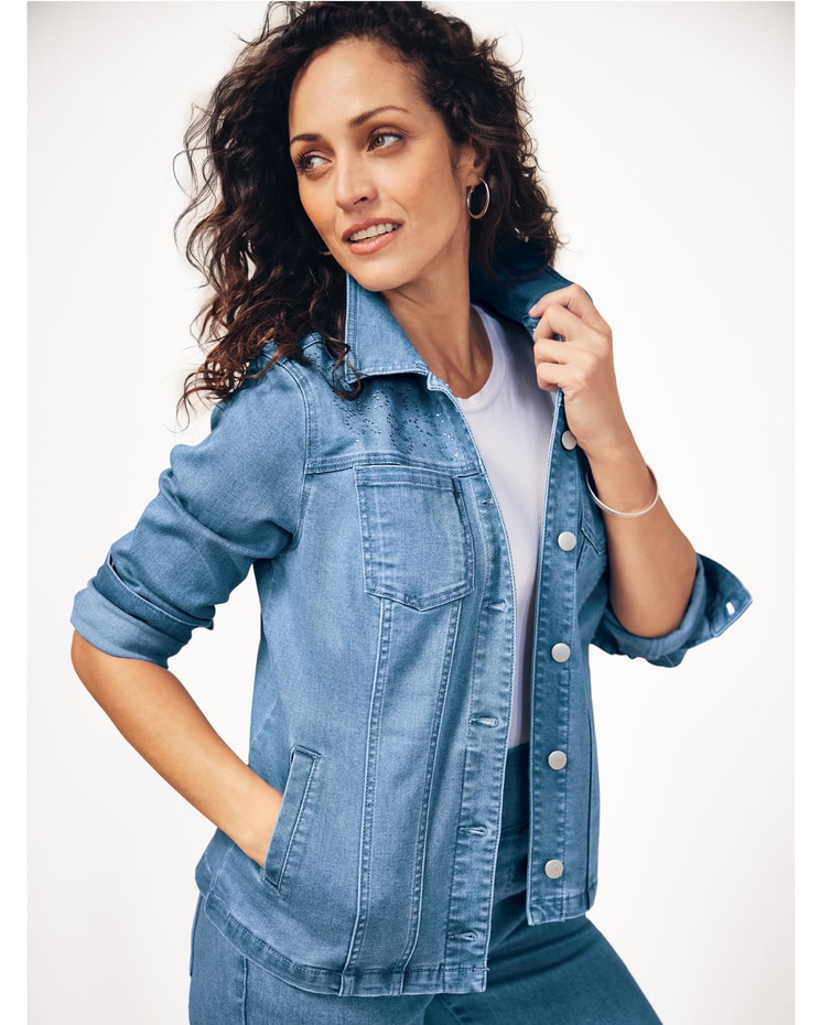 DenimEase™ Embellished Jacket image number 2