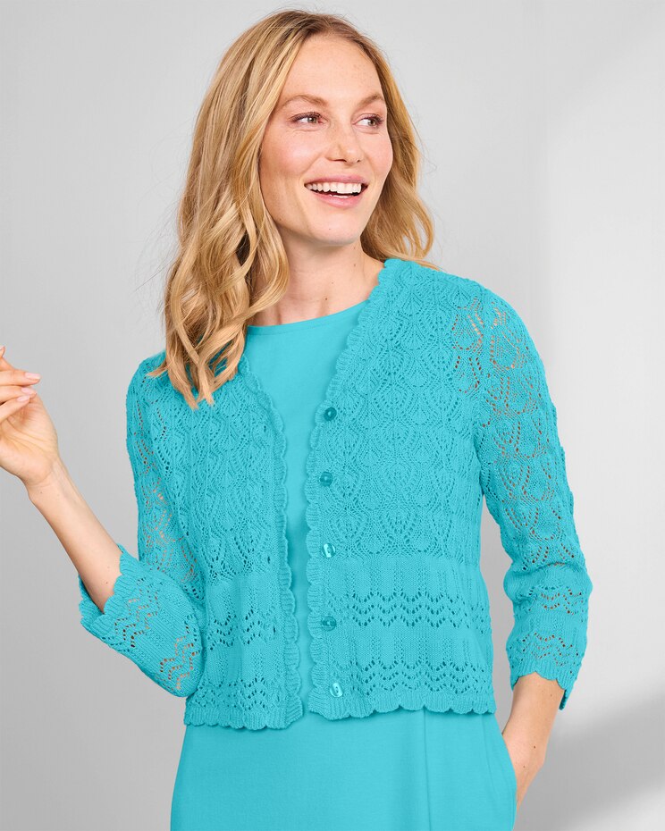 Mixed-Stitch Cardigan Shrug  image number 1