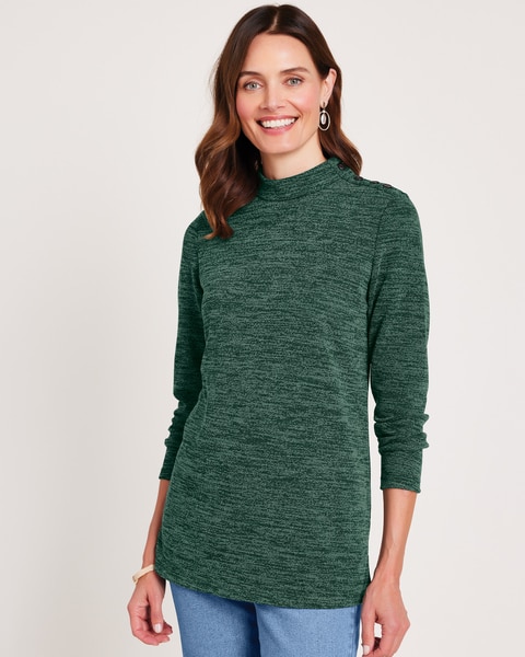 Mock Neck Button Tunic