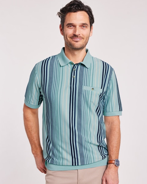 John Blair® Banded Bottom Stripe Polo