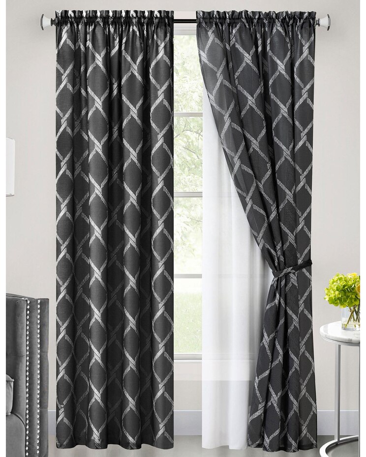 Bombay Double Layered Rod Pocket Window Curtain Panel image number 2