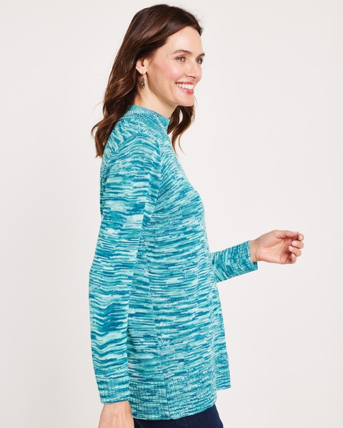 Spaced Dyed Mock Neck Sweater