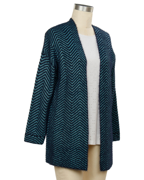 N Touch Zest For Life Long Sleeve Chevron Cardigan Sweater