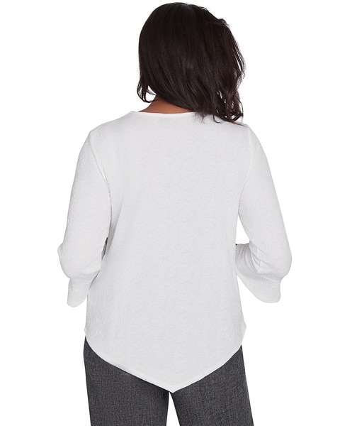 Alfred Dunner® Worth Avenue Crew Neck Textured Top With a Detachable Necklace