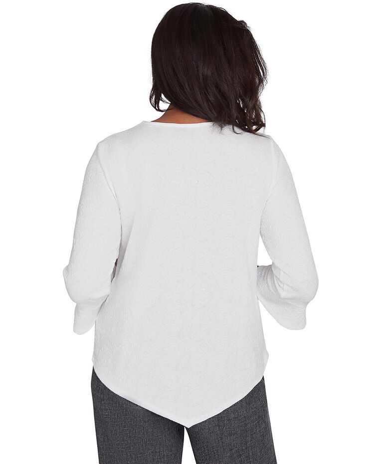 Alfred Dunner® Worth Avenue Crew Neck Textured Top With a Detachable Necklace image number 2