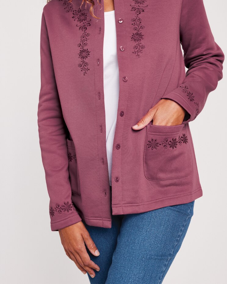 Embroidered Fleece Cardigan | Blair