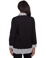 Alfred Dunner® Wild At Heart Heart Woven Trim Two in One Sweater thumbnail number 2