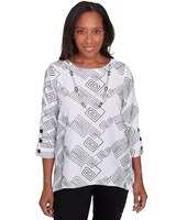 Alfred Dunner® Wild At Heart Geometric Woven Top with Necklace thumbnail number 1