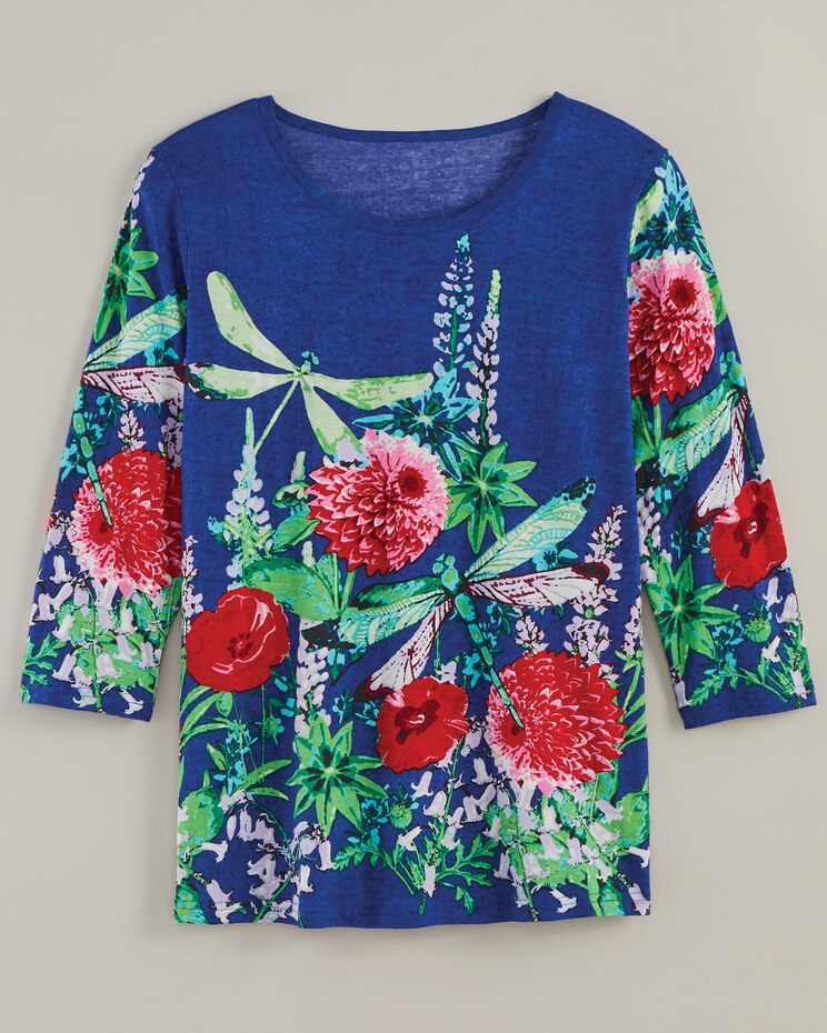 Haband Women’s 3/4-Sleeve Print Artista Knit Top image number 1