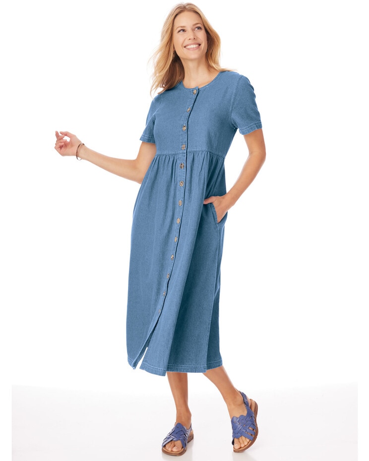 Denim Button-Front Dress | Blair