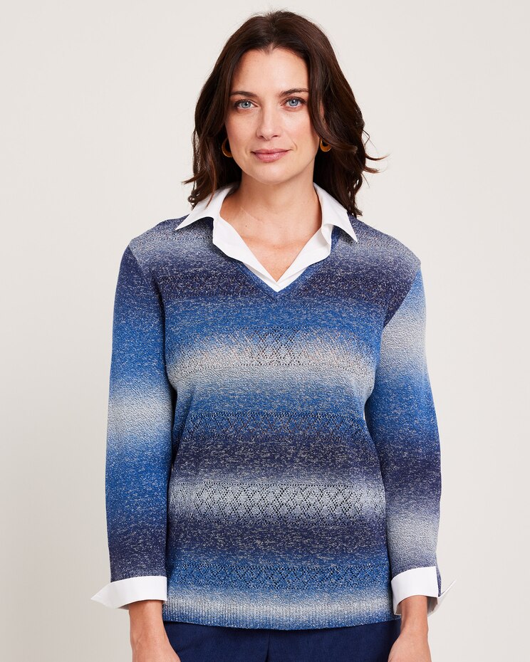 Alfred Dunner® Space Dye with Woven Trim Sweater image number 1