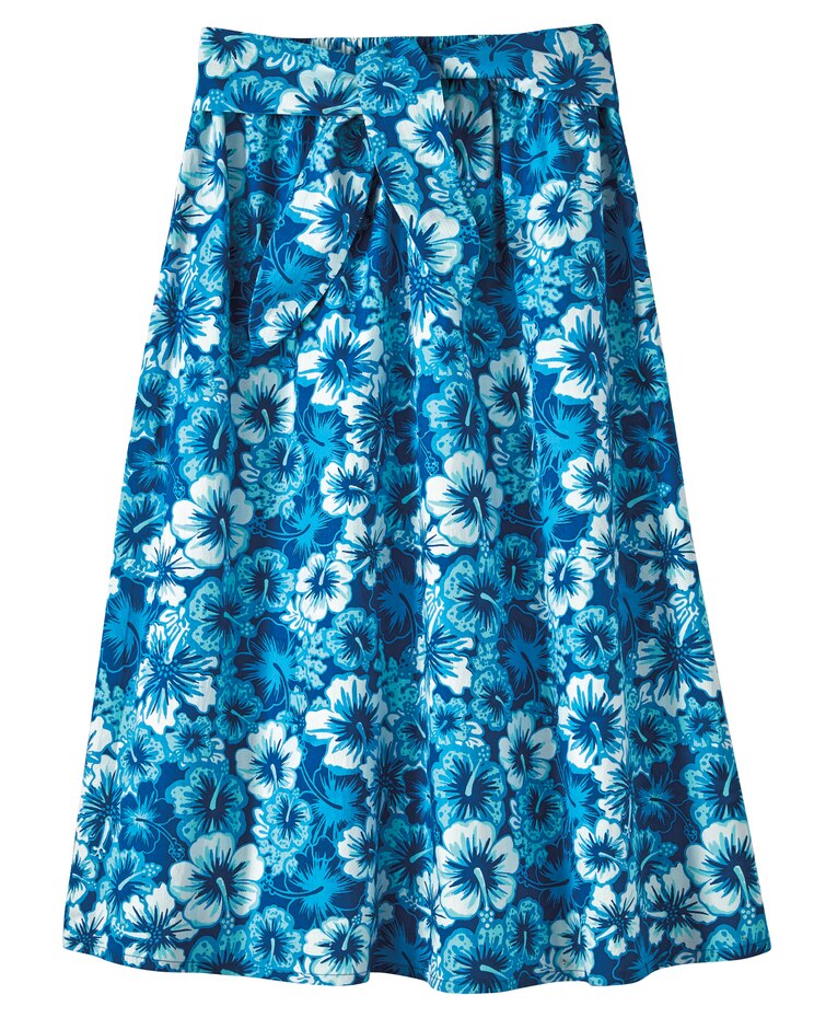 Haband Women’s Tie Front Cotton Midi Skirt with Elastic Waist, Print image number 1