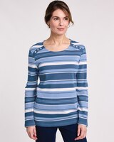 Essential Knit Long Sleeve Button Trim Top thumbnail number 1