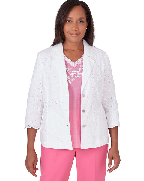 Alfred Dunner® Paradise Island Button Front Eyelet Jacket