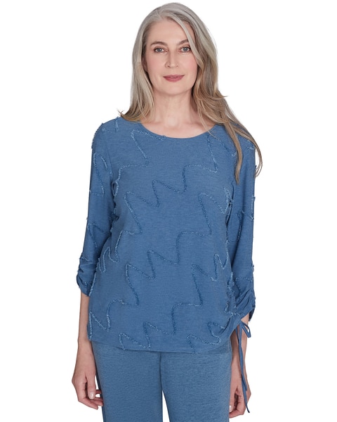 Alfred Dunner® Casual Fridays Diagonal Textured Crew Neck Top