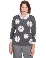 Alfred Dunner® Copenhagen Floral Layered Quarter Sleeve Sweater thumbnail number 1