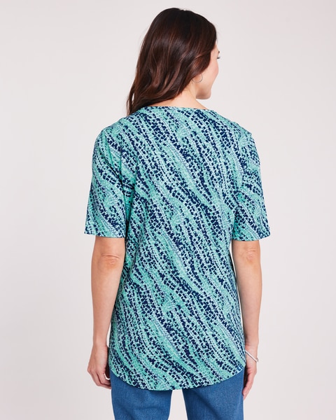 Essential Knit Elbow-Sleeve Curved-Hem Tunic