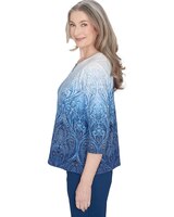Alfred Dunner® Classics Ombre Beaded Keyhole Neck Top thumbnail number 4