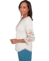 Alfred Dunner® Sedona Sky Sedona Split Neck Embroidered Top thumbnail number 4