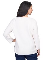 Alfred Dunner® Autumn Weekend Solid Texture Split Hem Sweater with Necklace thumbnail number 2