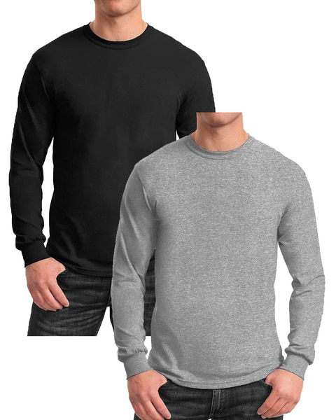 Men's Long Sleeve Crew Neck Tee-2 Pack