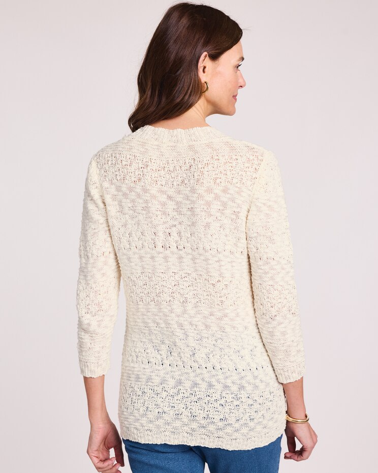 Textured Three-Quarter Sleeve Sweater image number 3