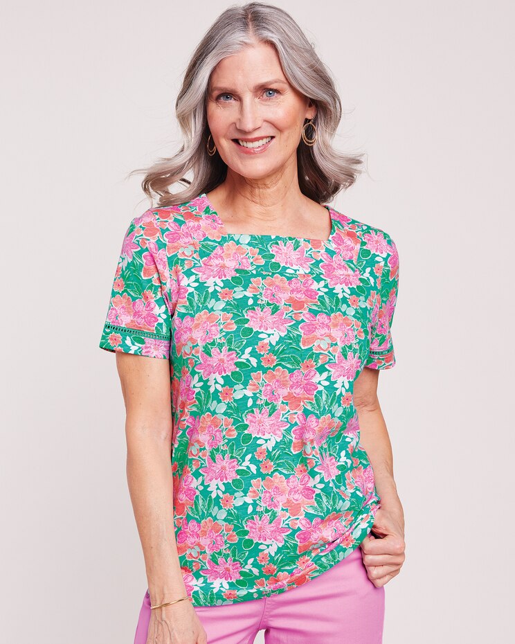 Slub Knit Square Neck Top image number 2
