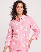 Alfred Dunner® Miami Beach Pinstripe with Flower Embroidery Shirt thumbnail number 1