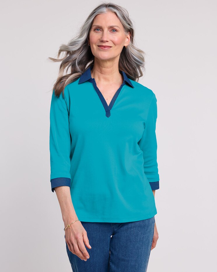 Essential Knit DenimLite Trim Knit Polo image number 1