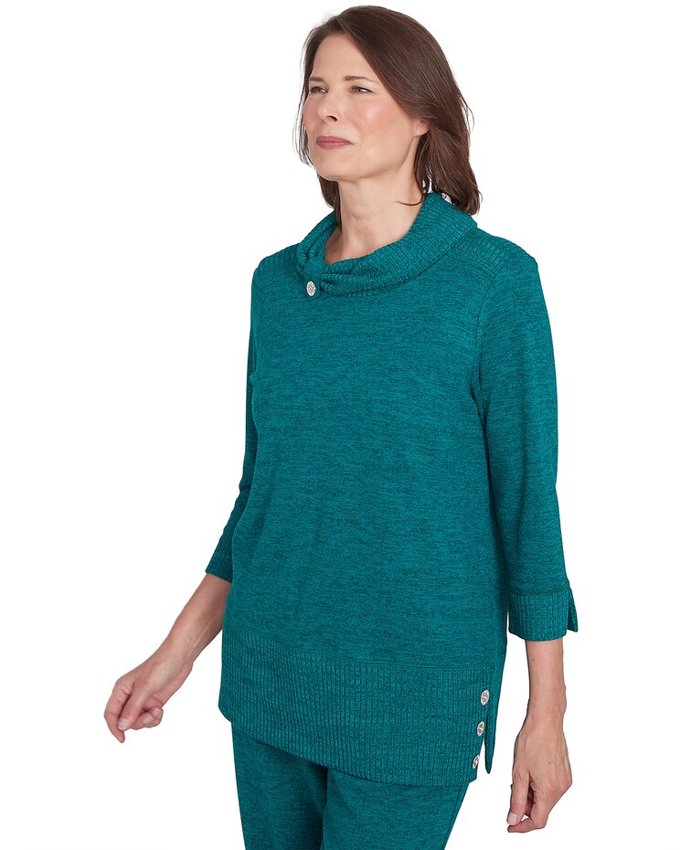Alfred Dunner® French Quarter Spliced Ribbed Cowl Collar Sweater image number 3