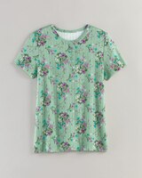 Print Short Sleeve Pointelle Henley Top thumbnail number 3