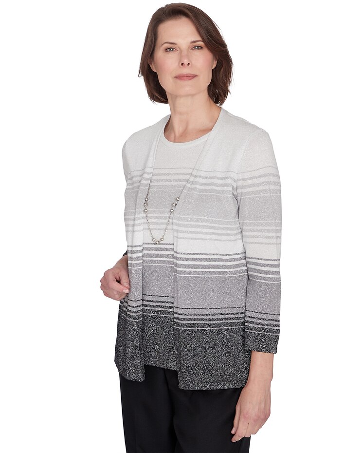 Alfred Dunner® Classics Ombre Two in One Striped Top image number 6