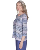 Alfred Dunner® Worth Avenue Crew Neck Lace Textured Top with Three Quarter Sleeves thumbnail number 2
