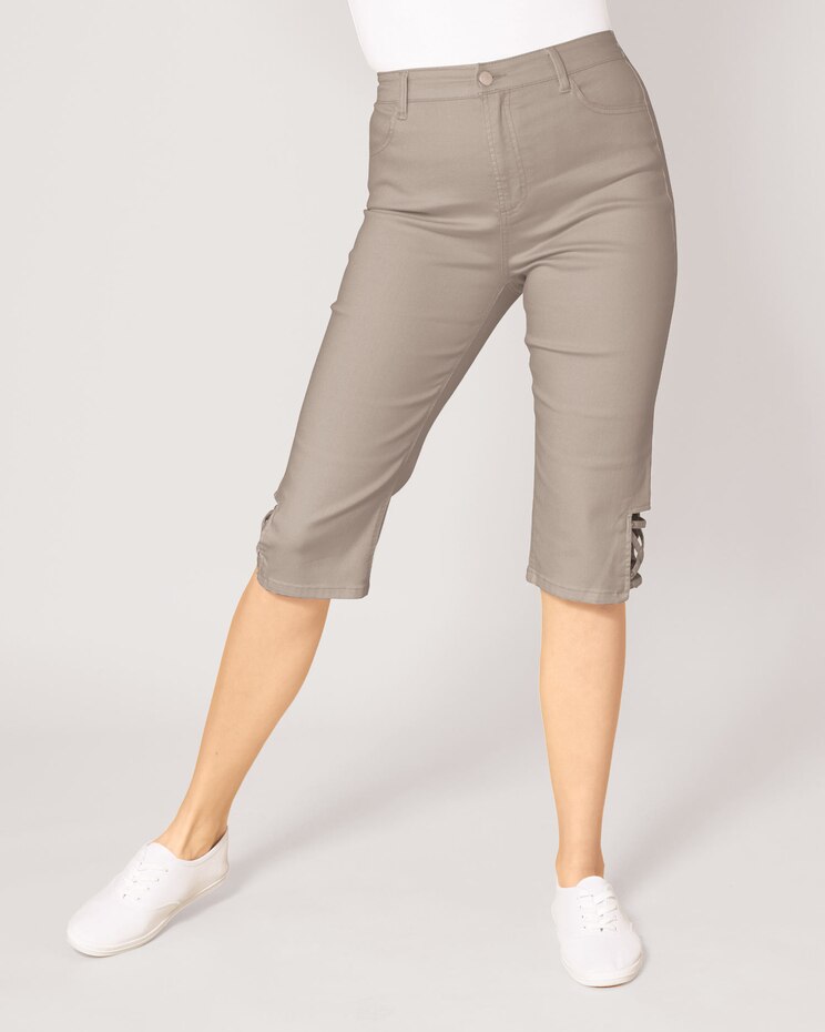 DenimEase™ Back Elastic Criss-Cross Pedal Pushers image number 1
